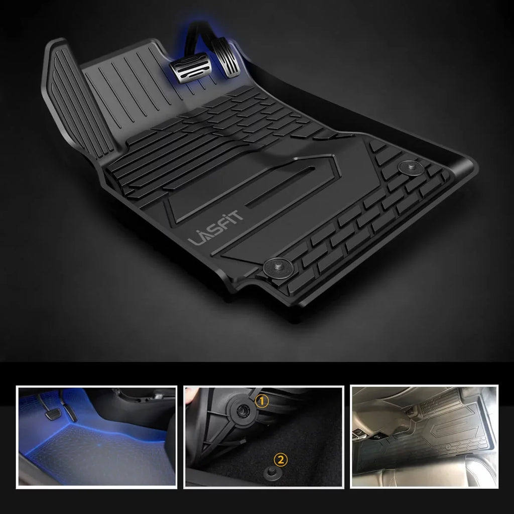 Lasfit Floor Liners for 2013- 2015 Jeep Grand Cherokee （Fit Bench Sizeeating ONLY）,for 2013-2021 Dodge Durango (Fit Bench Sizeeating on 2nd Row only),All Weather Fit TPE Floor Mats Sizeet