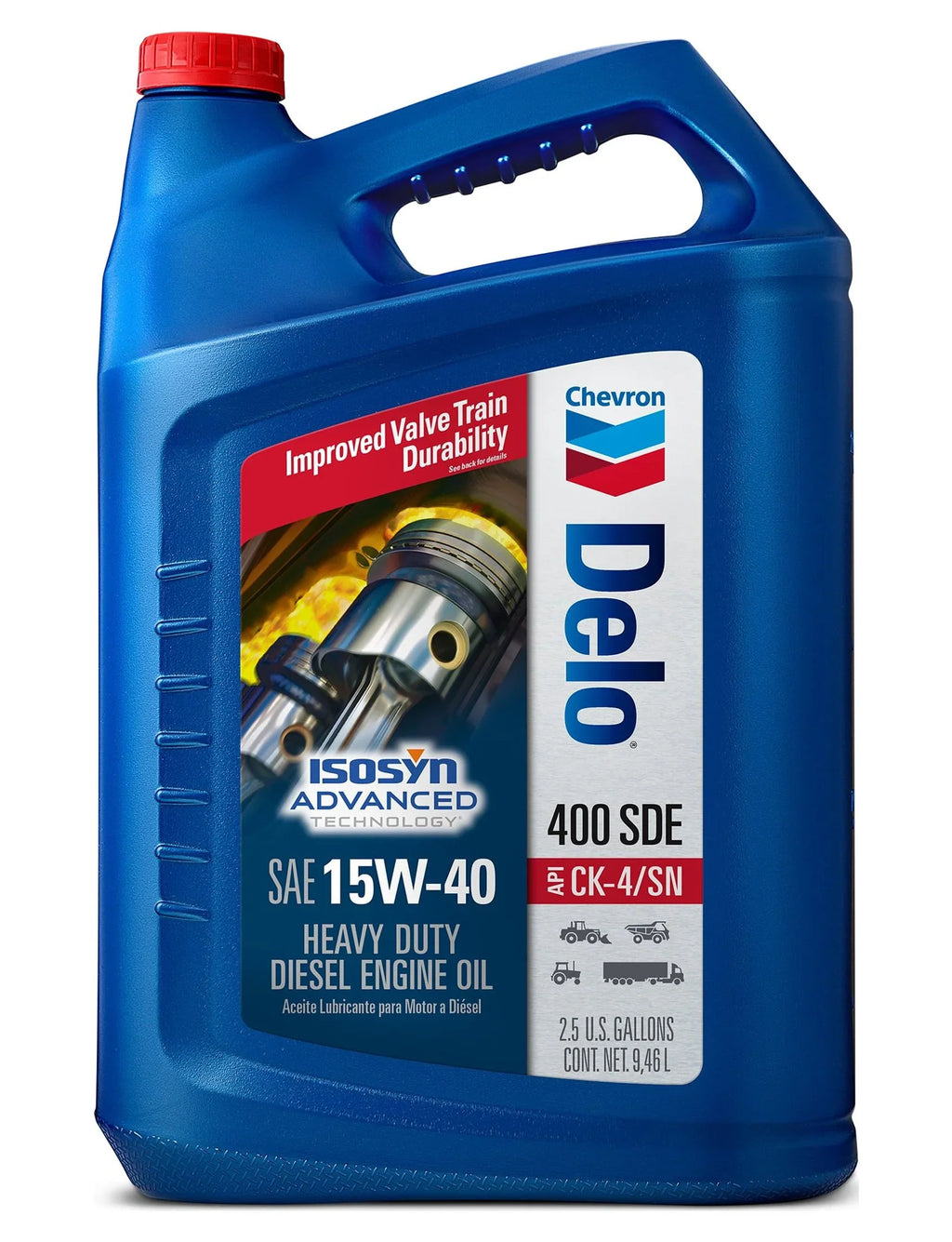 Chevron Delo 400 SizeDE CK-4 15W-40 Heavy Duty Diesel Motor Oil, 2.5 Gallons