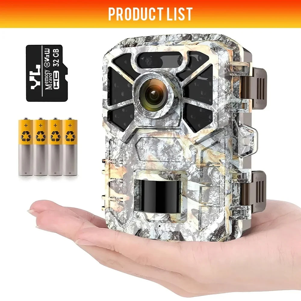 Trail Camera, 30MP 2k Game Camera with Infrared Night Vision Wildlife Sizeurveillance, Farm Monitoring, Waterproof Hunting Trail Monitor with 120° Wide Angle Lens