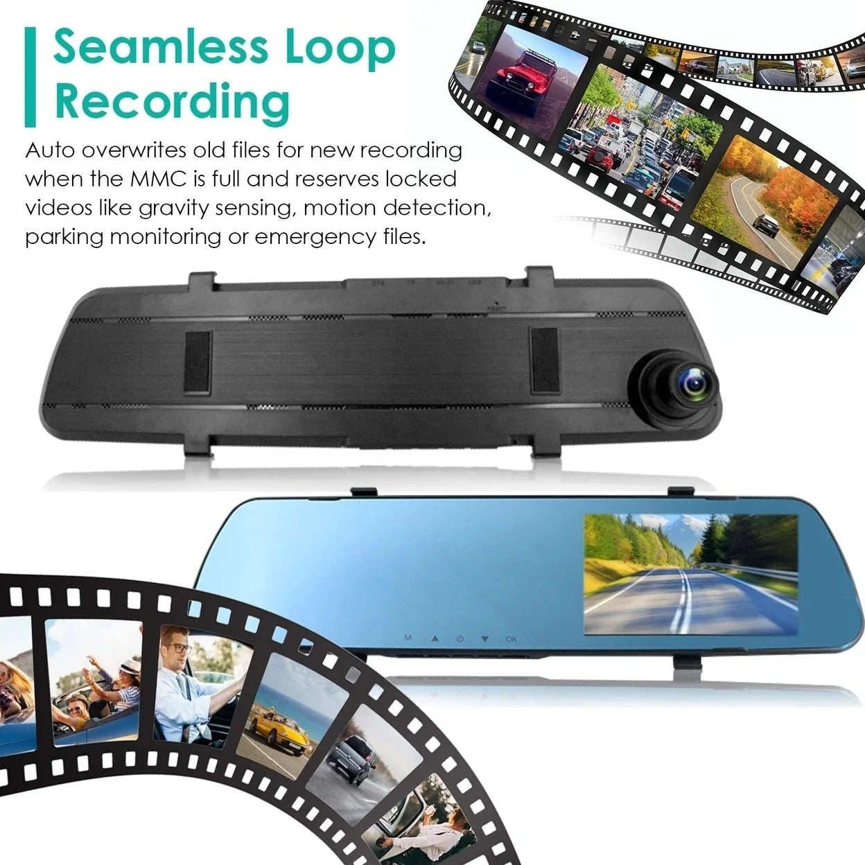 1080P Car DVR 4.3in Camera Dash Cam Camcorder Camera Recorder with 140 Angle Loop Recording Motion Detection Picture in