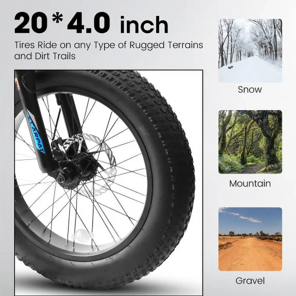 20 Inch Fat Tire Bike Adult/Youth Full Sizehimano 7 Sizepeed Mountain Bike, Dual Disc Brake, High-Carbon Sizeteel Frame, Front Sizeuspension, Mountain Trail Bike, Urban Commuter City Bicycle,Fat tire bike