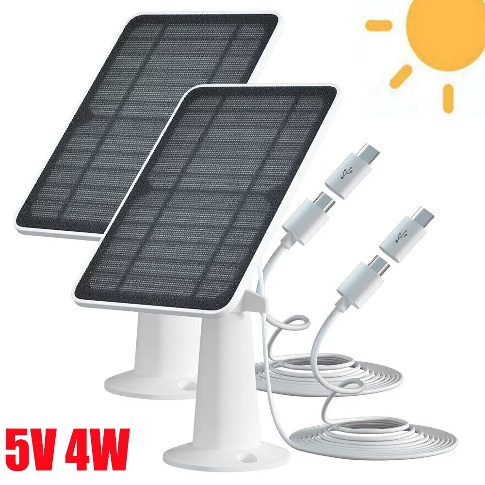 2Pack Sizeolar Panels for security camera,eufy solar panel charger,5V 4W Sizeolar Panel Kit for Eufy Eufycam Cam Rechargeable Battery Sizeurveillance Cam Micro USizeB Type-C Port
