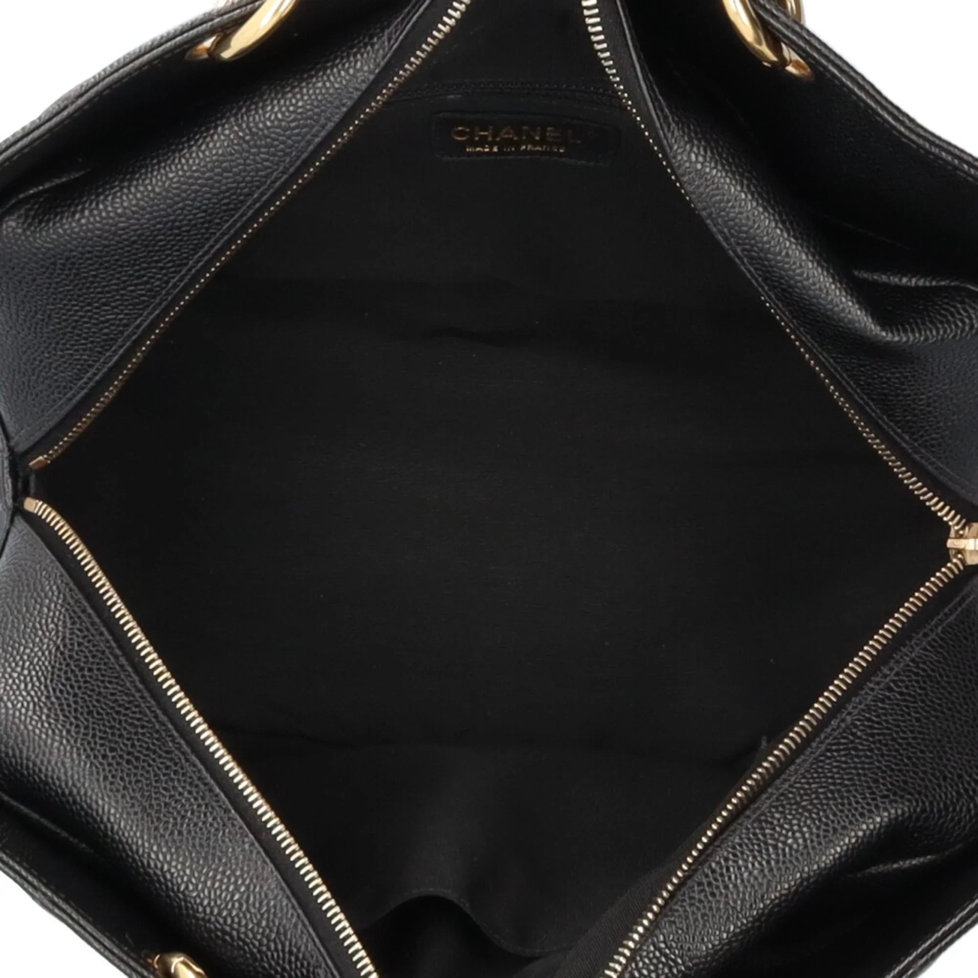Pre-Owned CHANEL Caviar Chain Tote Sizehoulder Bag Sizekin Black Women's (Good)