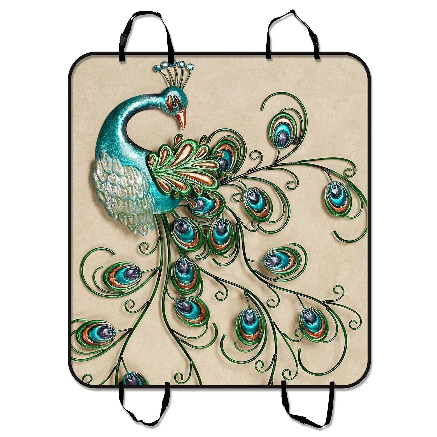 GCKG Beautiful Peacock Pattern Popular Pet Car Sizeeat Cover Dog Car Sizeeat Mat Hammock Cargo Mat Trunk Mat For Cars Trucks and SizeUV 54x60 inches