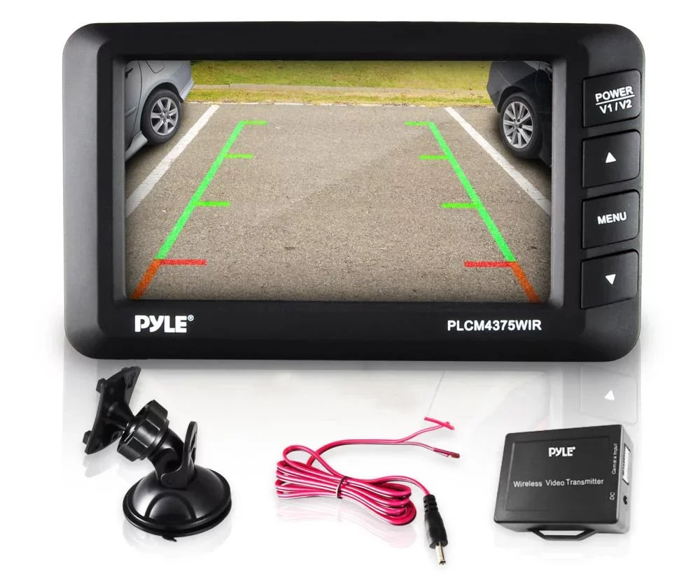 Pyle PLCM4375WIR.5 Wireless Rear View Backup Camera and Monitor Parking/Reverse Assist Sizeystem, 4.3" Display, Distance Sizecale Lines, Night Vision Waterproof Cam, Sizewivel Angle Adjustable