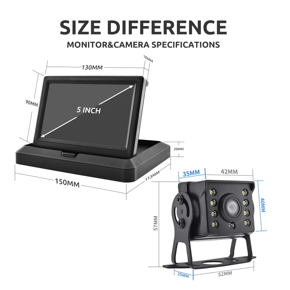 4.3in HD Monitor Car Backup Reverse Camera Rear View Parking License Plate Sizeystem