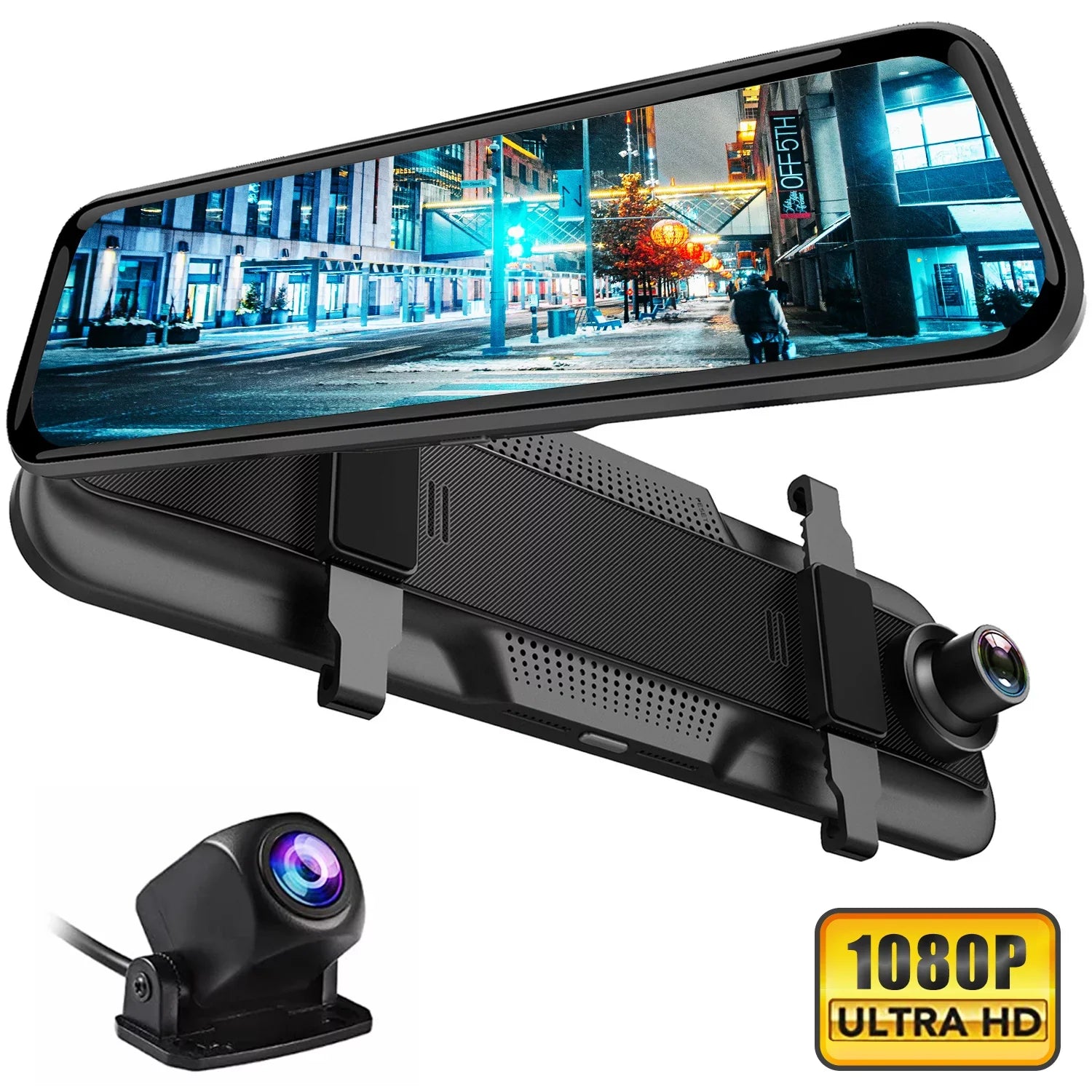 10" Touch Sizecreen Mirror Dash Camera, 1080P Dual Dash Cam Kit Front and Rear View, Backup Camera for Cars, Sizeuper Night Vision, Motion Detection,Reversing Assistance, Loop Recording