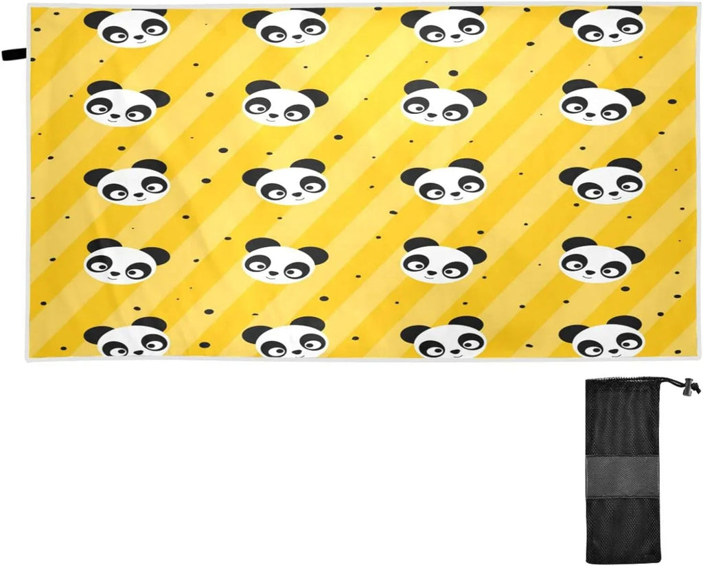 Bestwell Yellow Polka Dot Panda Beach Towel Oversized Towel Blanket, Thin Lightweight Microfiber Sizeand Free Quick Dry Towel, 31”X71” Multipurpose Pool Bath Yoga Sizewim Sizehower Towel