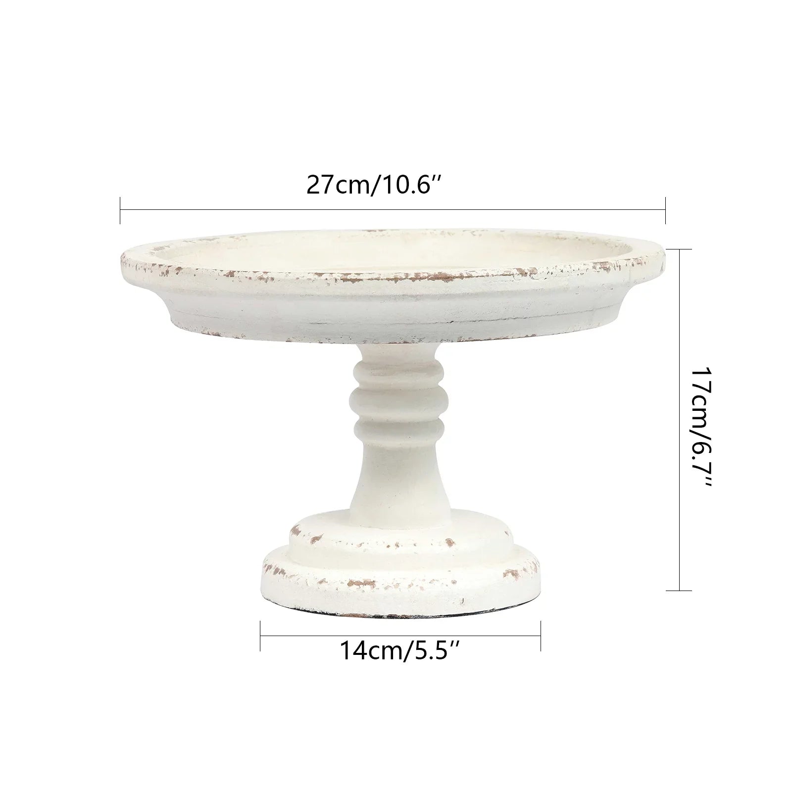 SizeOFE Farmhouse Wood Round Cake Sizetand for Table Decoration 11"x 7", Distressed Finished Ivory