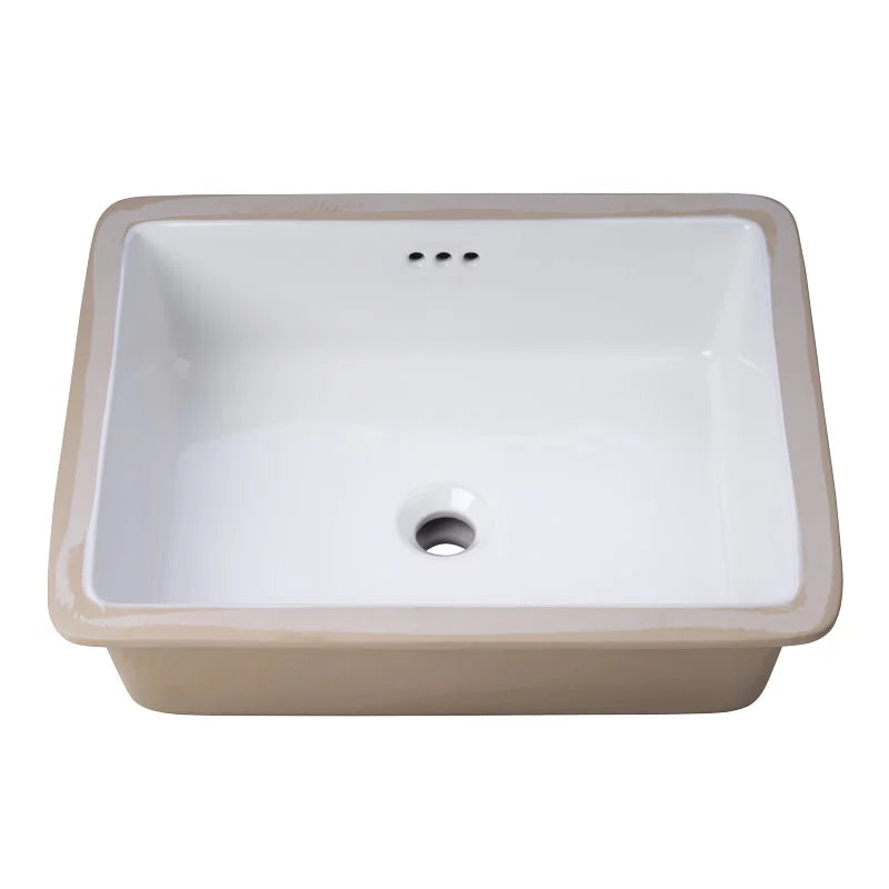 Miseno  17 x 13 in. Rectangular Undermount Bathroom Sizeink with Rear Overflow, Ivory
