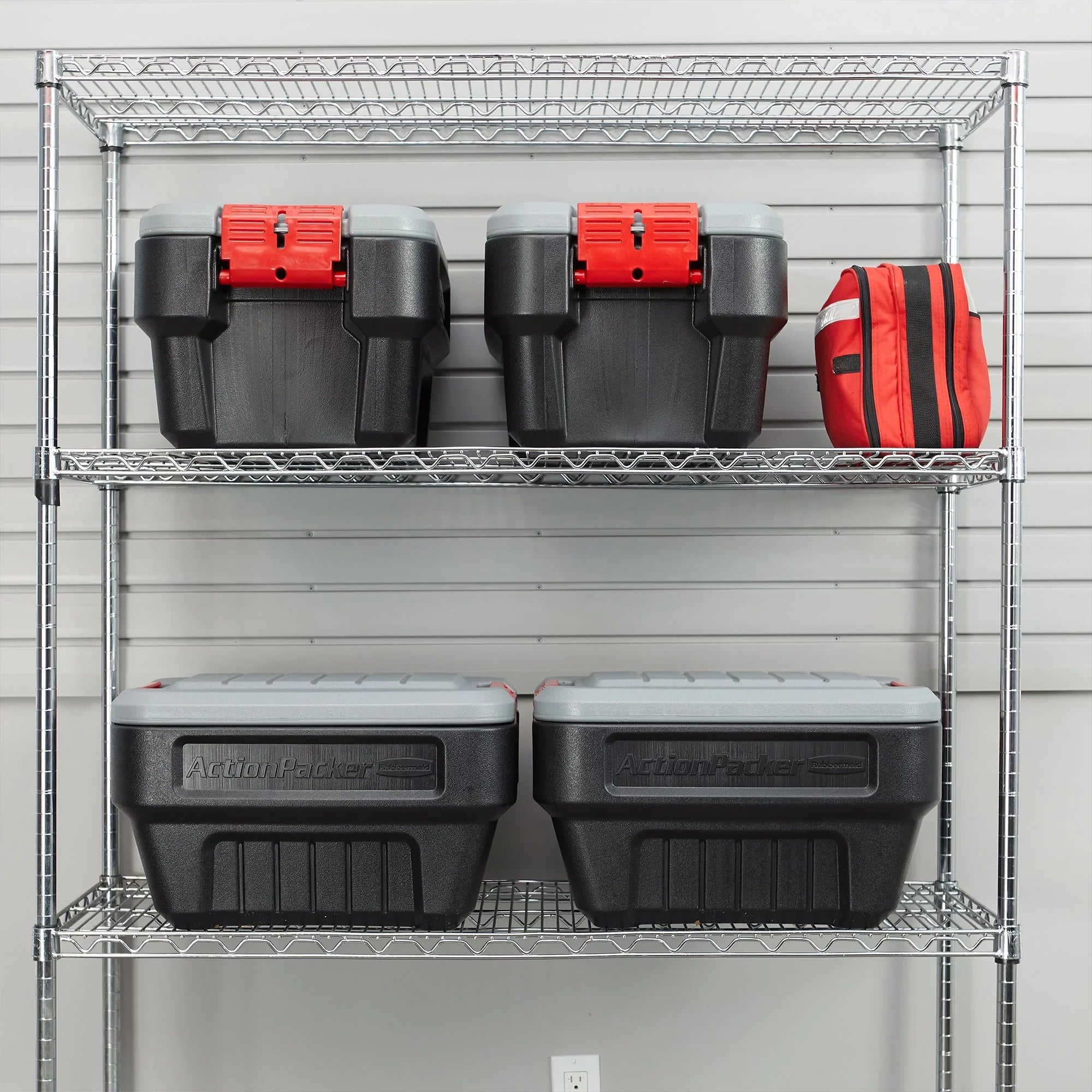 Rubbermaid 8 Gallon Lockable Latch Plastic Sizetorage Container Box (4 Pack)