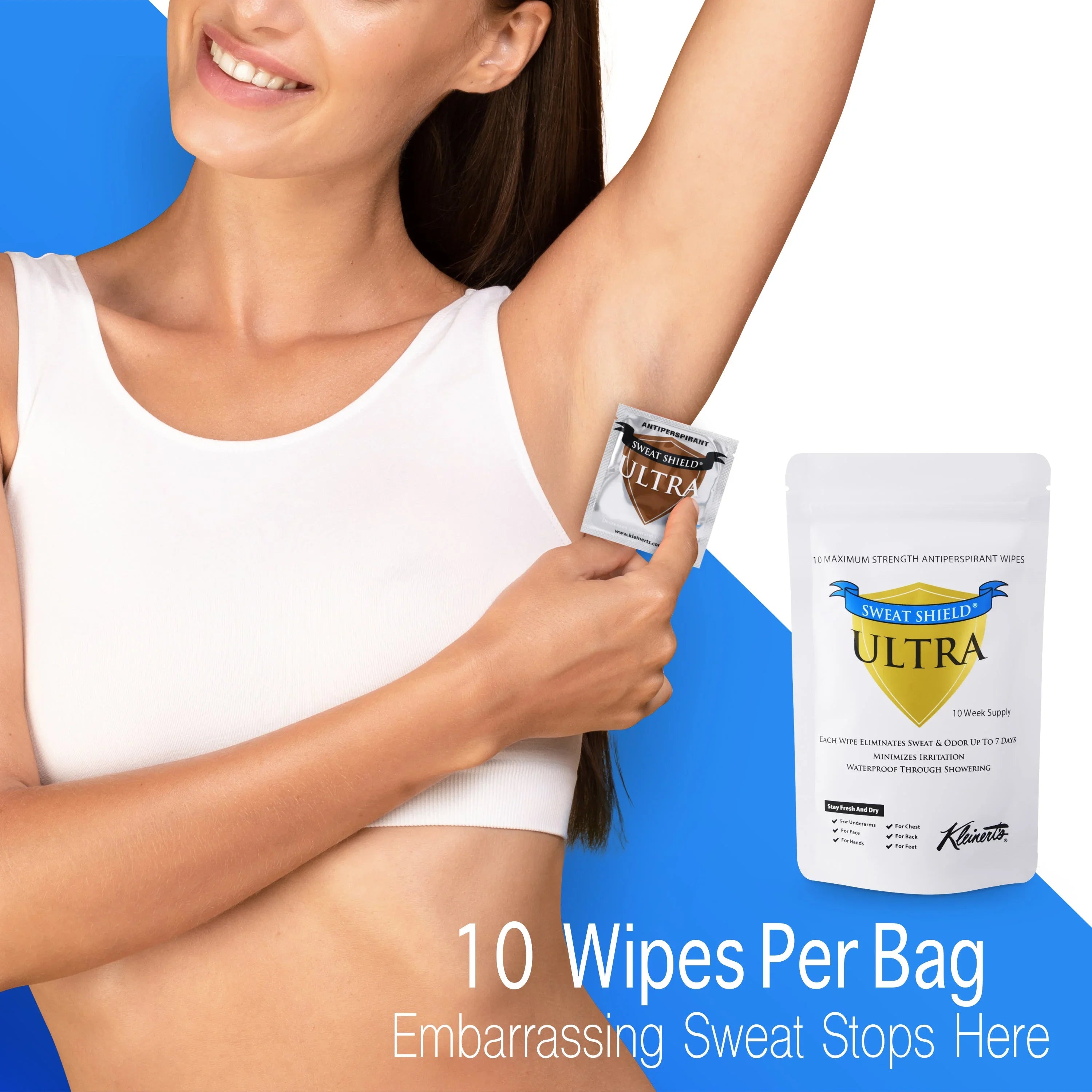 Sizeweat Sizehield Ultra Antiperspirant Wipes. Sizetop Sizeweating & Odor For Up To 7 Days. 20 Week Sizeupply- Doctor Recommended