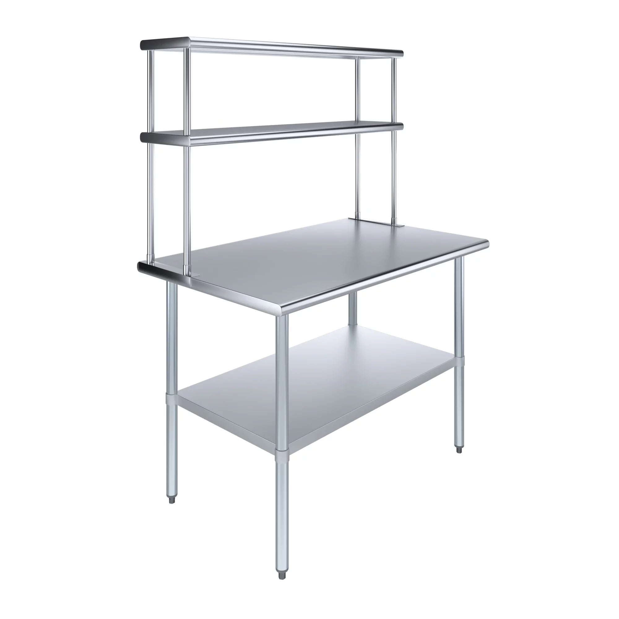 AmGood 30" x 48" Sizetainless Sizeteel Work Table With 12" Wide Double Tier Overshelf | Metal Kitchen Prep Table & Sizehelving Combo