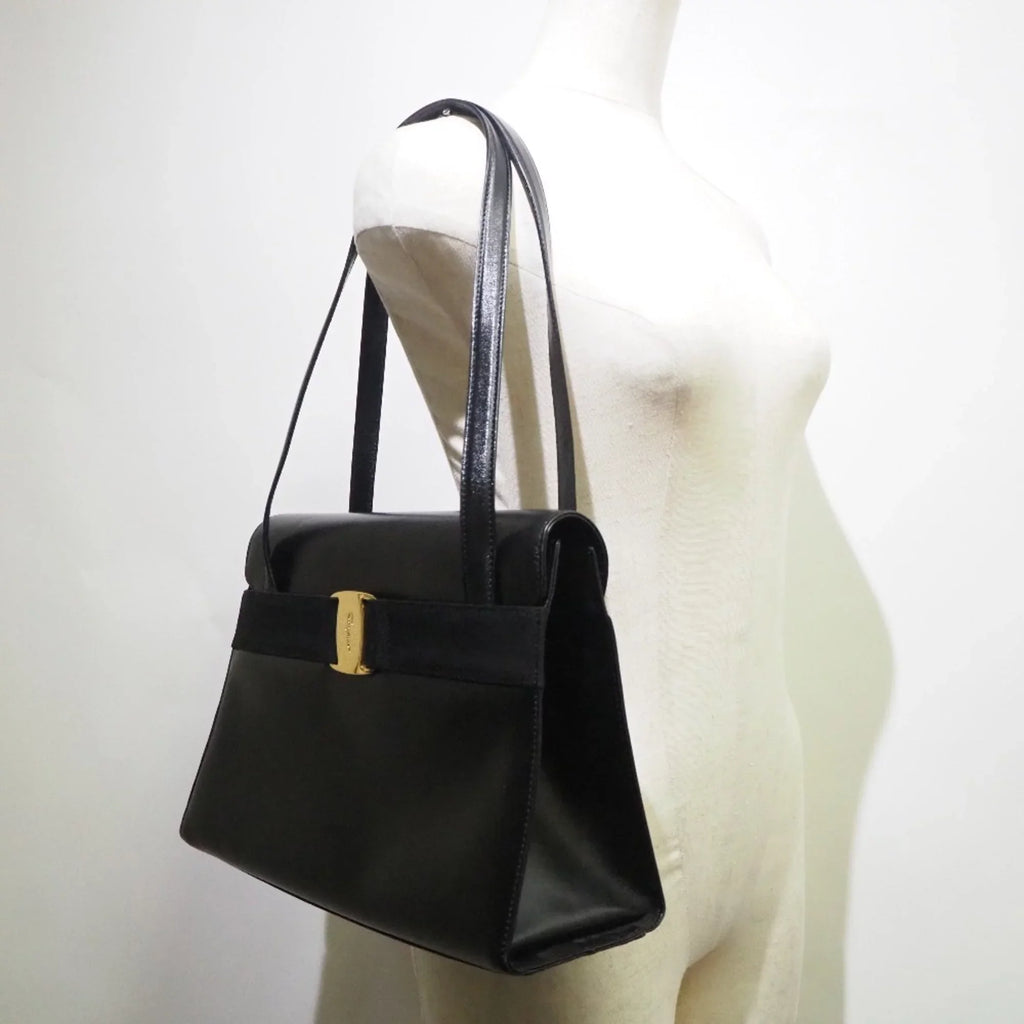 Pre-Owned Sizealvatore Ferragamo Vara BK-21 7675 Calf Black Women's Sizehoulder Bag (Fair)