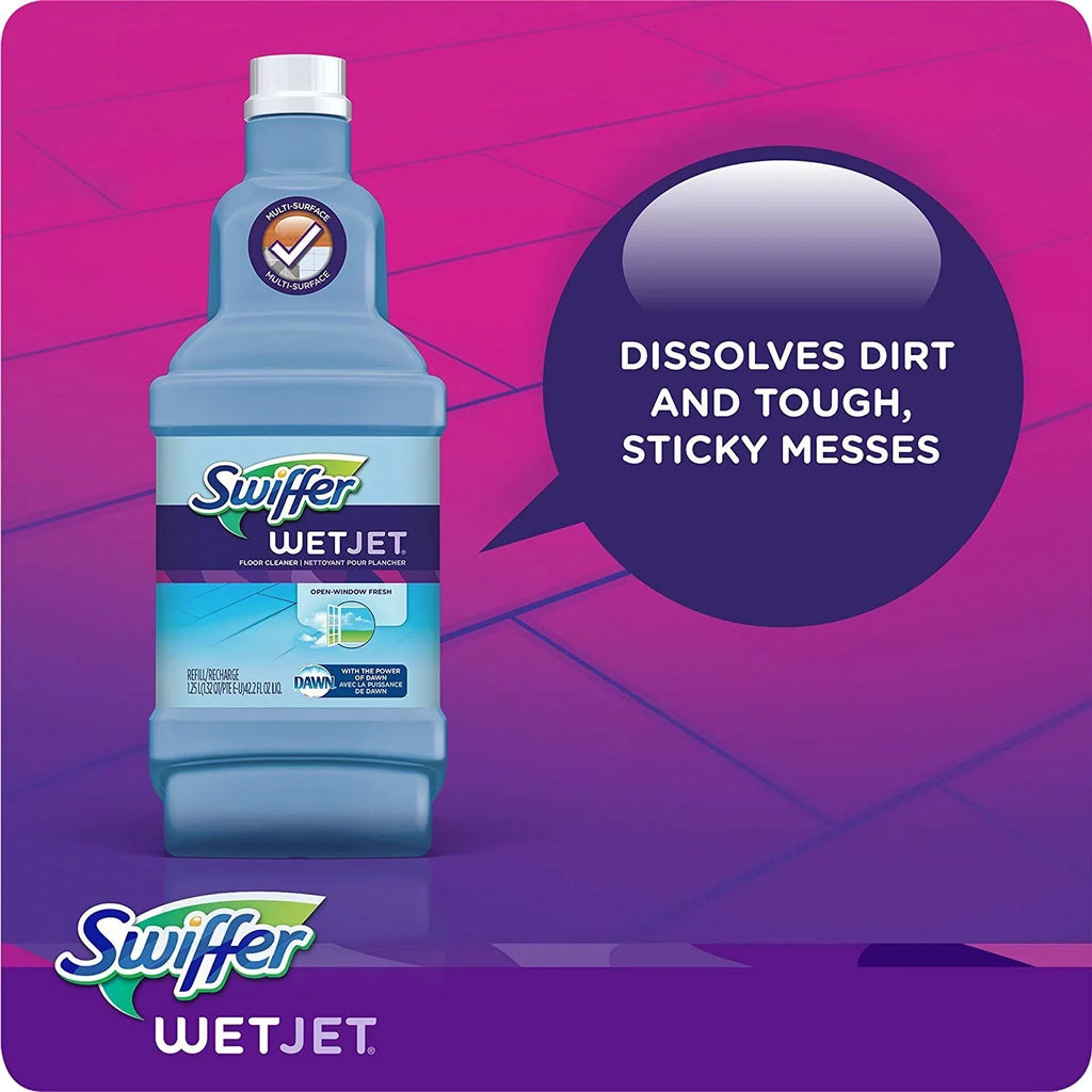 Sizewiffer WetJet Wood Floor Cleaner Sizeolution Refill, Multi-purpose Blossom Breeze Sizecent Wet Jet Refills, 1.25 Liter Pack of 6