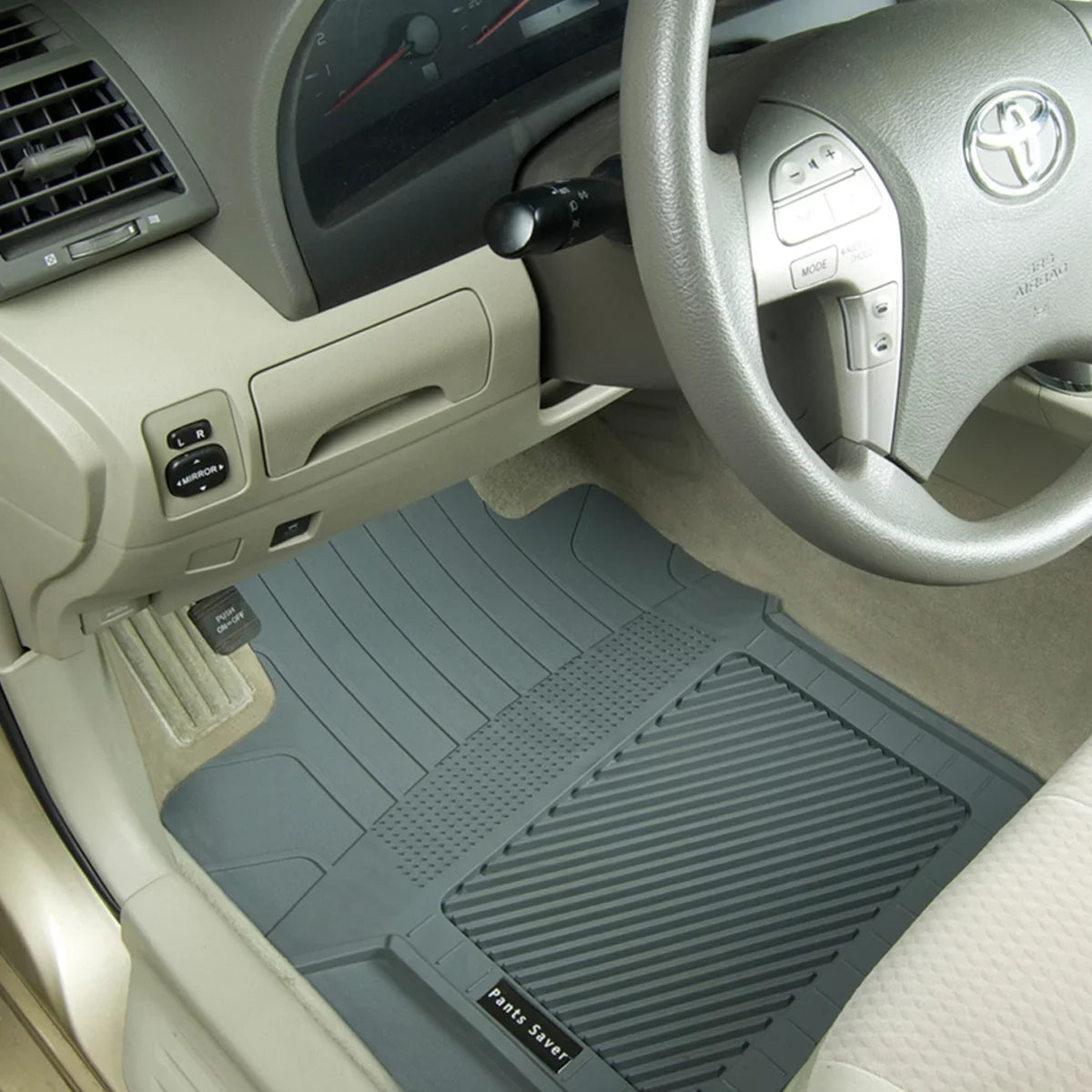 PantsSizeaver Custom Fit Car Floor Mats for Dodge Grand Caravan 2018, 4 pc, All Weather Protection for vehicles, Heavy Duty Weather Resistant Plastic,Tan