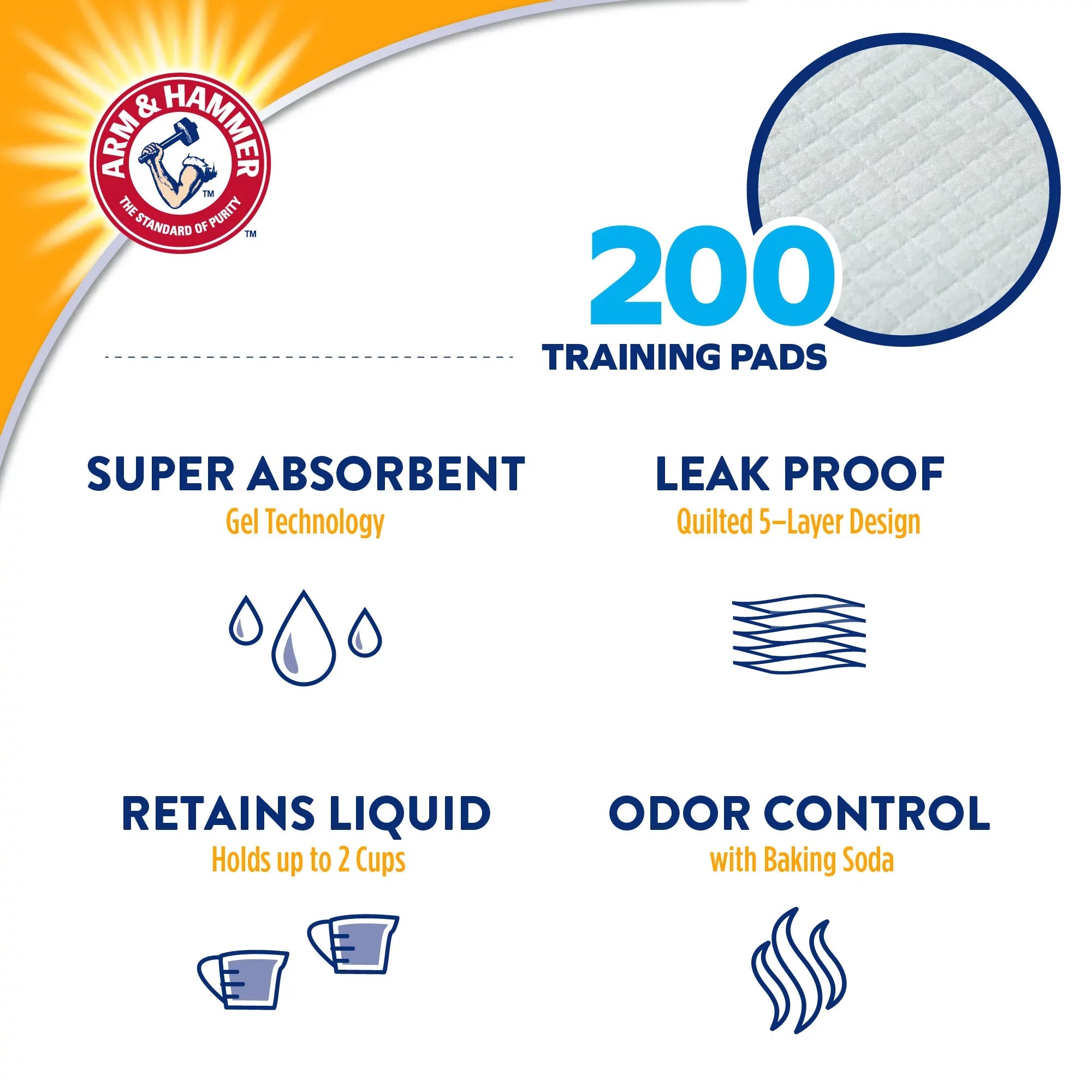 Arm & Hammer for Dogs Puppy Training Pads, 200ct | Odor Control, Leak-Proof Puppy Pads
