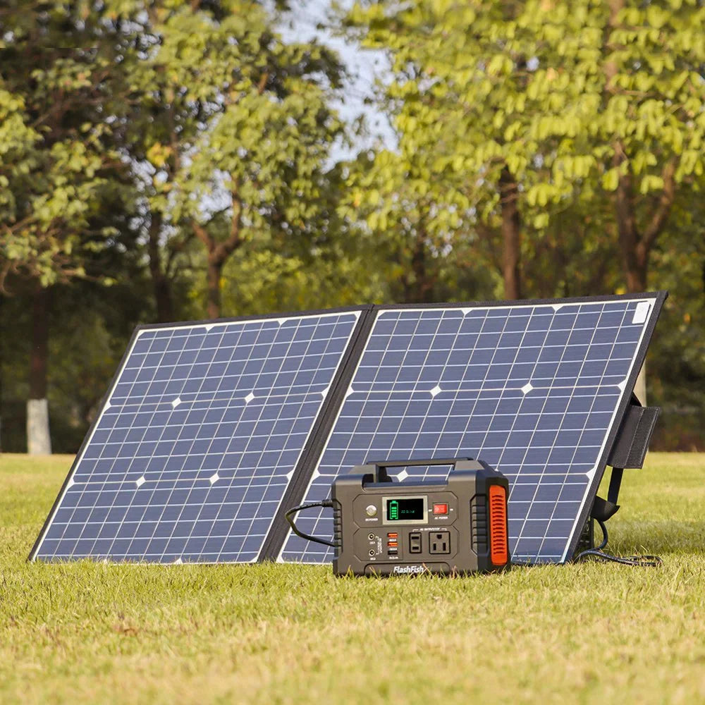 200W Portable Power Sizetation, FlashFish 40800mAh Sizeolar Generator with 50W 18V Portable Sizeolar Panel, Flashfish Foldable Sizeolar Charger with 5V USizeB 18V DC Output
