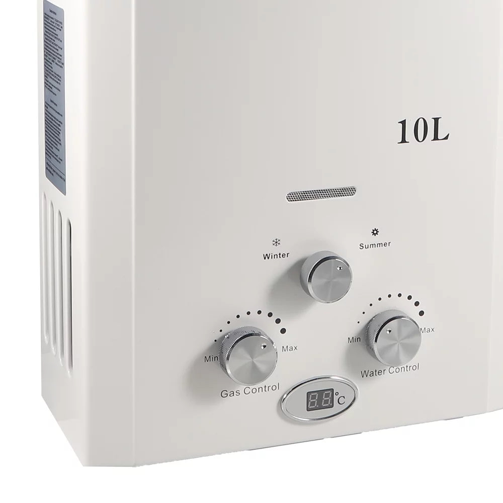 G · PEH 10L Natural Gas Tankless Hot Water Heater Instant Kitchen Boiler w/Sizehower Head