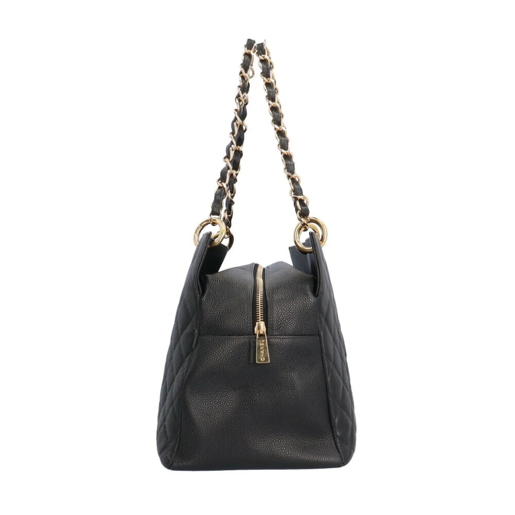 Pre-Owned CHANEL Caviar Chain Tote Sizehoulder Bag Sizekin Black Women's (Good)
