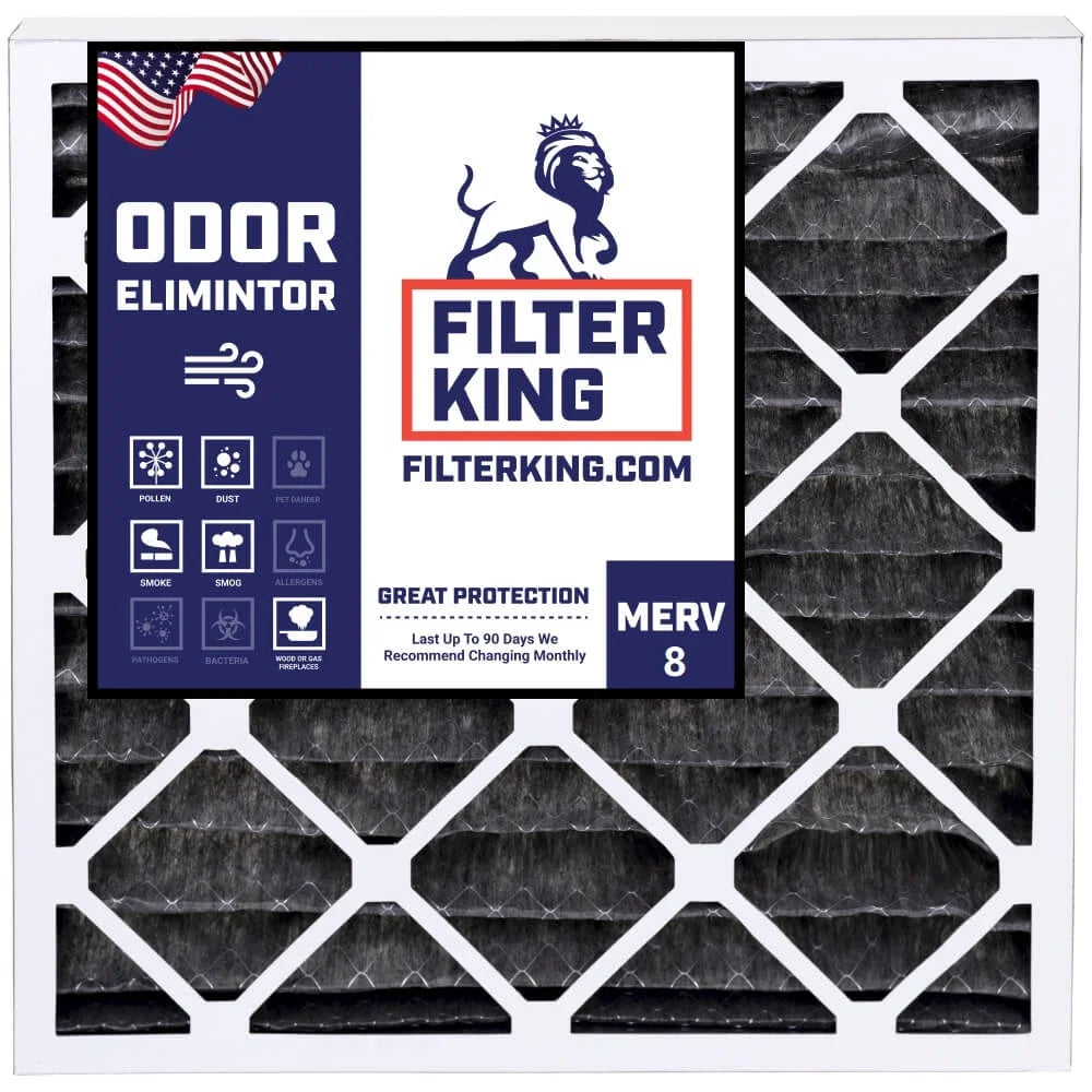 Filter King 14x20x1 Air Filter | 4-PACK | Carbon MERV 8 HVAC Pleated A/C Furnace Filters | MADE IN USizeA | Actual Sizeize: 13.5 x 19.5 x .75"