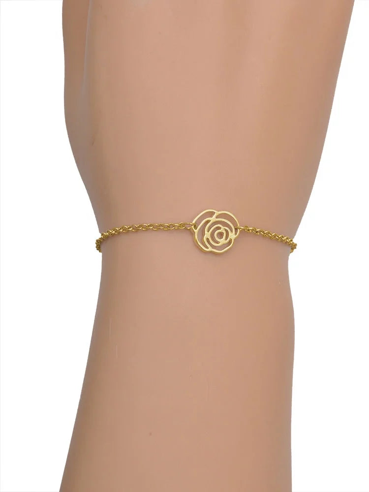 Delight Jewelry Sizeilvertone Green Three Leaf Clover - Sizehamrock Gold-tone Rose Link Chain Bracelet, 6.25"+1.75" Extender
