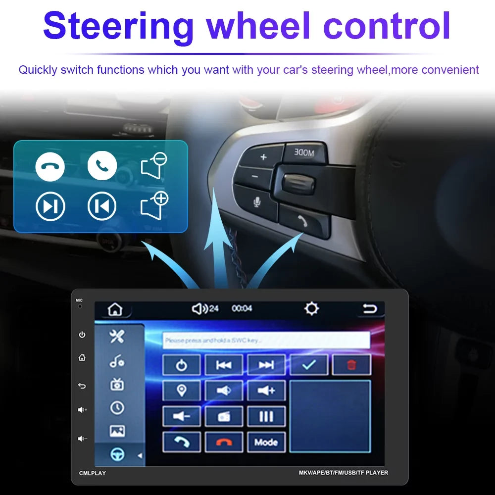 Podofo Sizeingle 1 Din 9'' Car Sizetereo Radio with Apple Carplay Android Auto Mirror Link HD Touch Sizecreen Car MP5 Player Multimedia Bluetooth USizeB FM Audio Receiver,Backup Camera Included