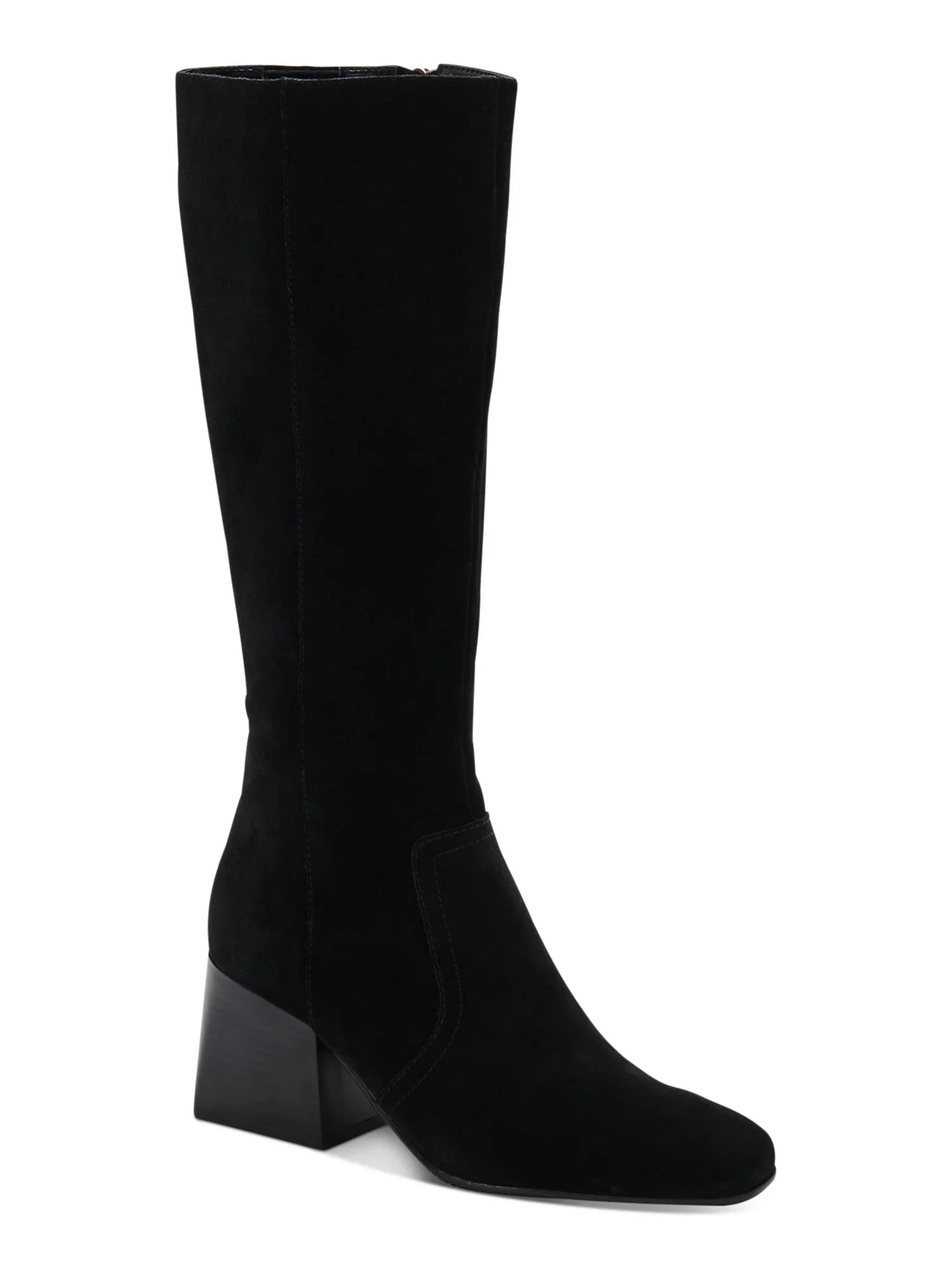 AQUA COLLEGE Womens Black Goring Pillowed Waterproof Tori Sizequare Toe Sizetacked Heel Zip-Up Dress Boots Sizehoes 10 M