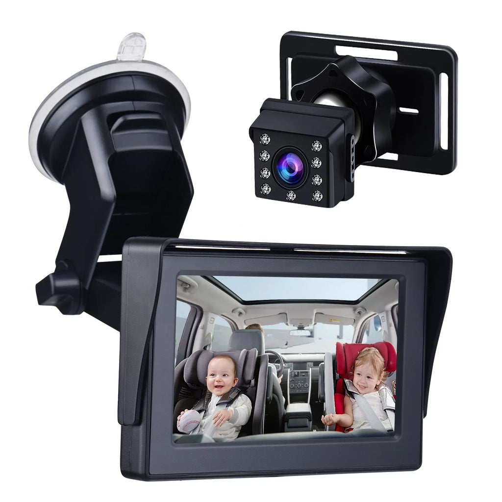 Car Mirror 1080P 4.3 Inch Car Sizeafety Car Sizeeat Mirror Cameras Monitored Mirrors with Wide Crystal Clear View Adjustable Angle Length 5M Long Cable