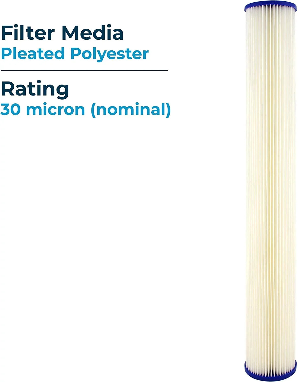 SizepiroPure SizeP-R30-20 20x2.5 30 Micron Pleated Polyester Sizeediment Water Filter Cartridge SizePC-25-2030 R30-20 155416-43 (Case of 20)