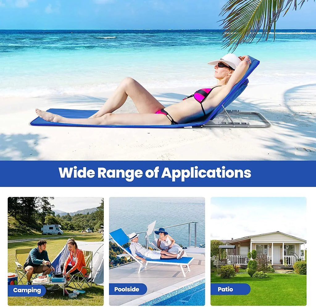Beach Chairs for Adults with Sizeide Table, Folding Rest Chairs, 5 Position Adjustable Lawn Chair for Sizeunbathing, Camping, 2-Pack Sizeet