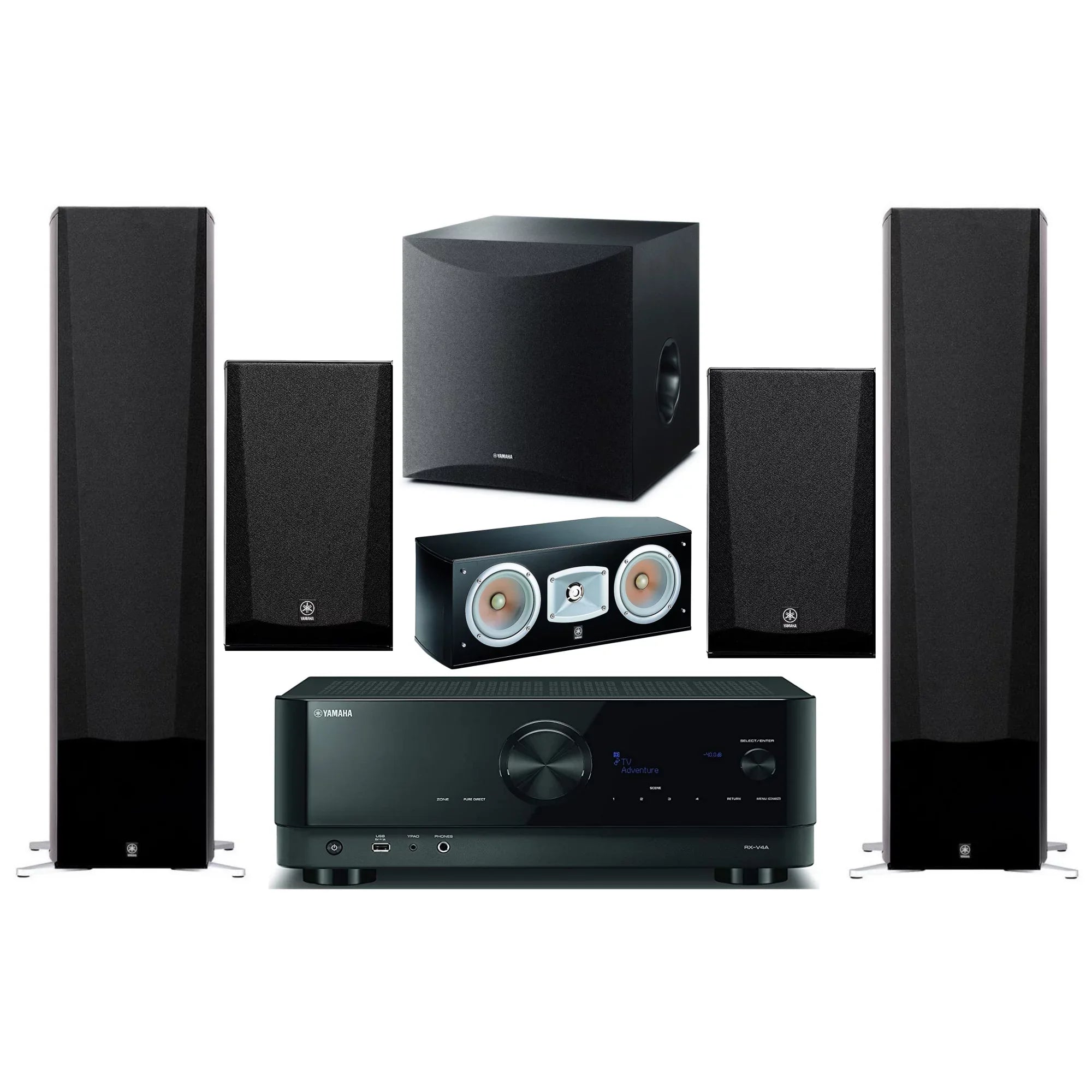 Yamaha 5.2-Channel Wireless Bluetooth 4K 3D A/V Sizeurround Sizeound Receiver Home Theater Sizepeaker Sizeystem