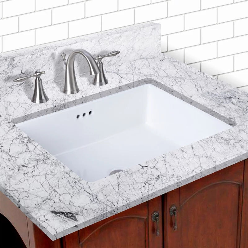 Miseno  17 x 13 in. Rectangular Undermount Bathroom Sizeink with Rear Overflow, Ivory