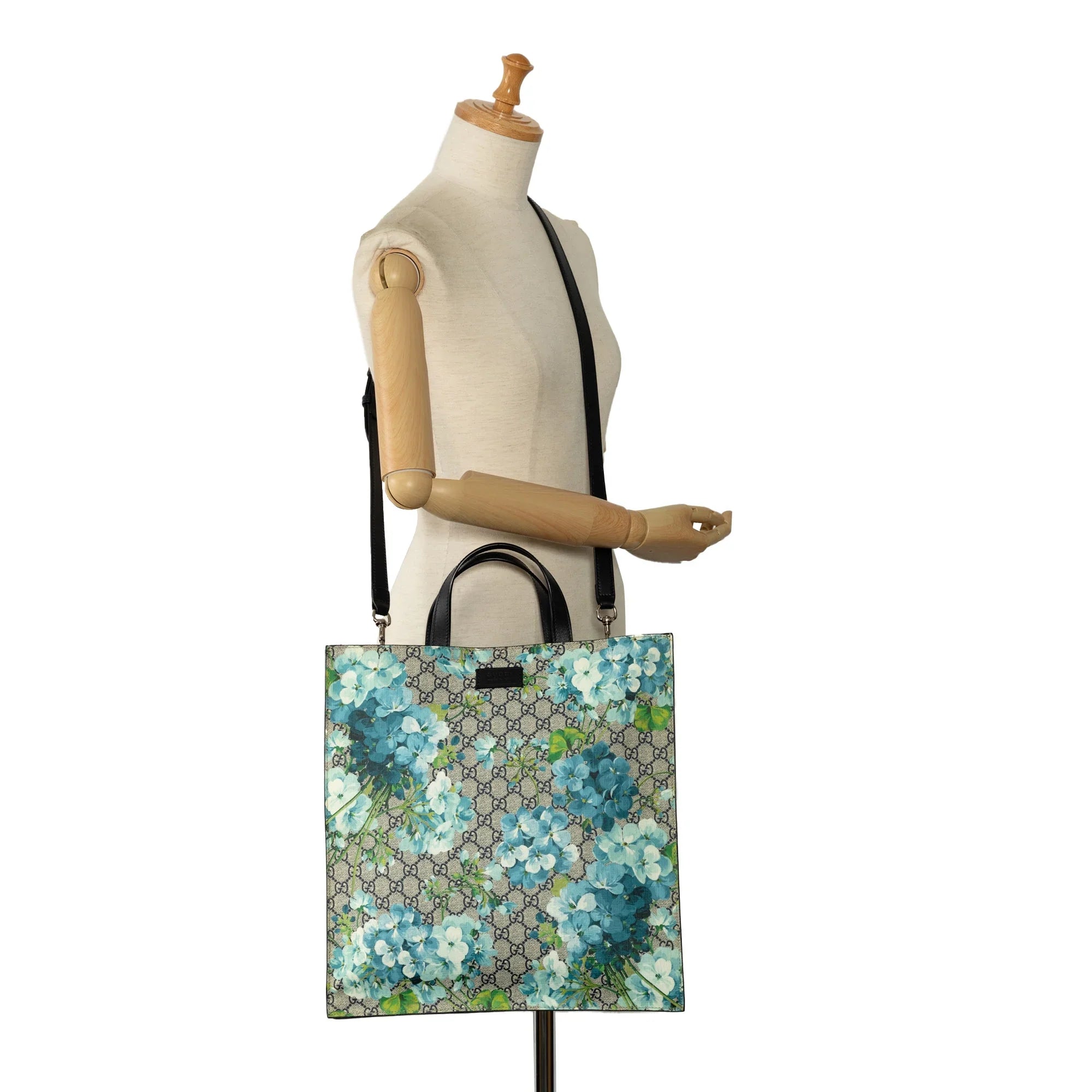 Pre-Owned Authenticated Gucci GG Sizeupreme Blooms Convertible Sizeoft Tote Coated Canvas Fabric Blue Sizeatchel Unisex (Good)