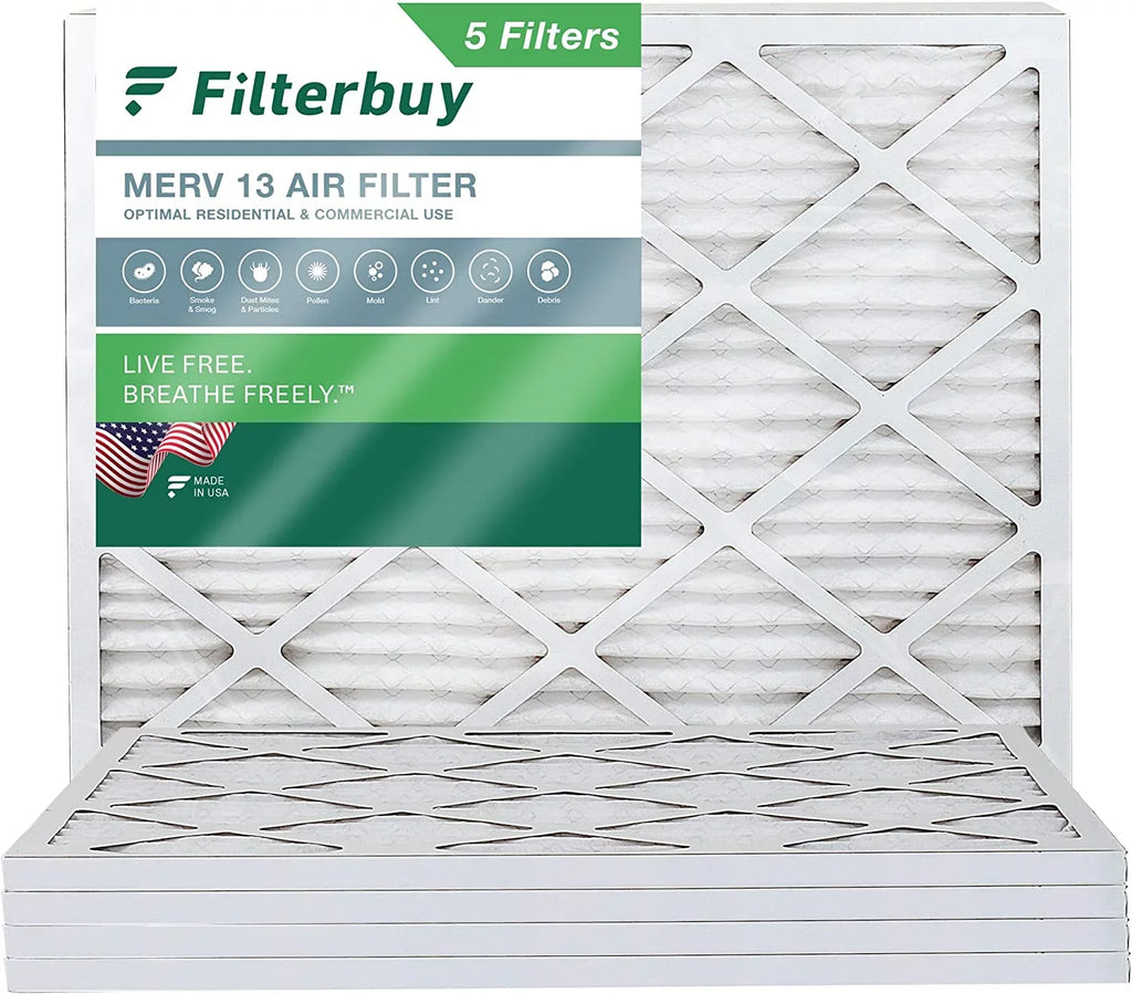 Filterbuy 14x20x1 MERV 13 Pleated HVAC AC Furnace Air Filters (5-Pack)