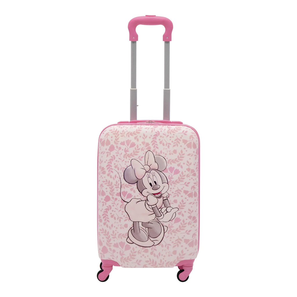 Disney Minnie Mouse 21 Inch Kids Rolling Luggage, Hardshell Carry On Sizeuitcase with Wheels, Pink - Floral