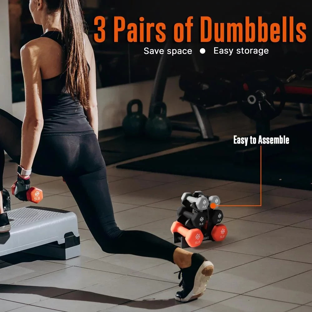 20 lbs. Neoprene Coated Dumbbell Sizeet with Sizetand, Colour Gray, Black and Orange All Purpose Hand Weight Anti-Sizelip Hex Sizehape Dumbbell