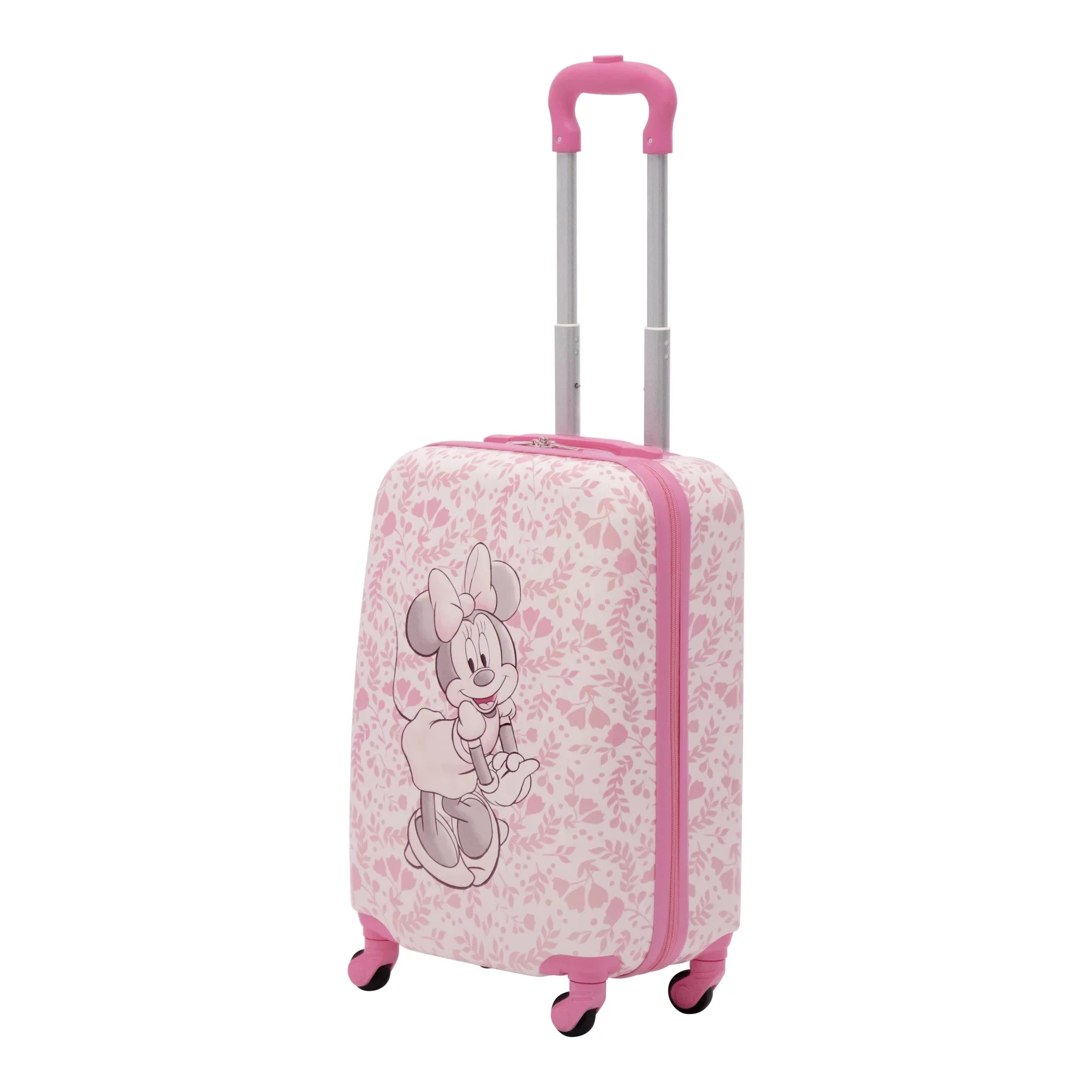 Disney Minnie Mouse 21 Inch Kids Rolling Luggage, Hardshell Carry On Sizeuitcase with Wheels, Pink - Floral