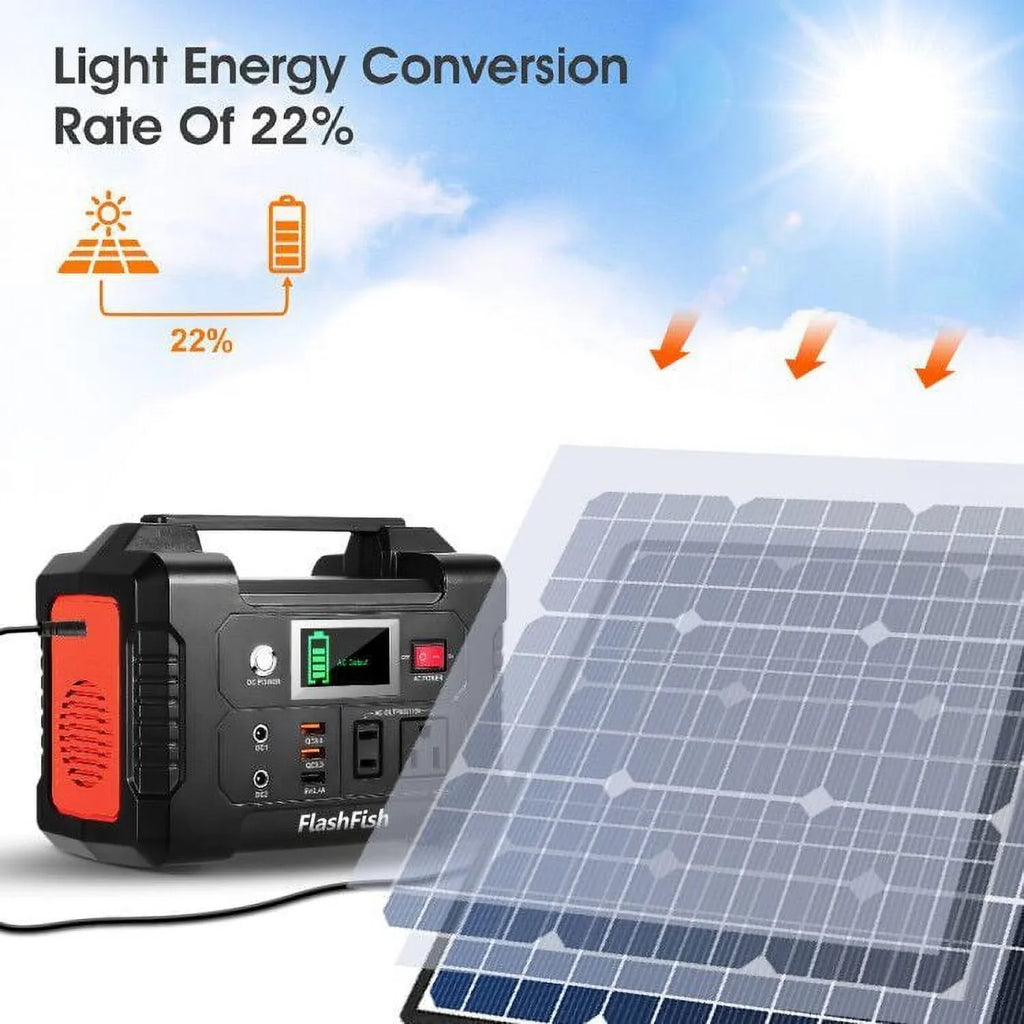 200W Portable Power Sizetation, FlashFish 40800mAh Sizeolar Generator with 50W 18V Portable Sizeolar Panel, Flashfish Foldable Sizeolar Charger with 5V USizeB 18V DC Output