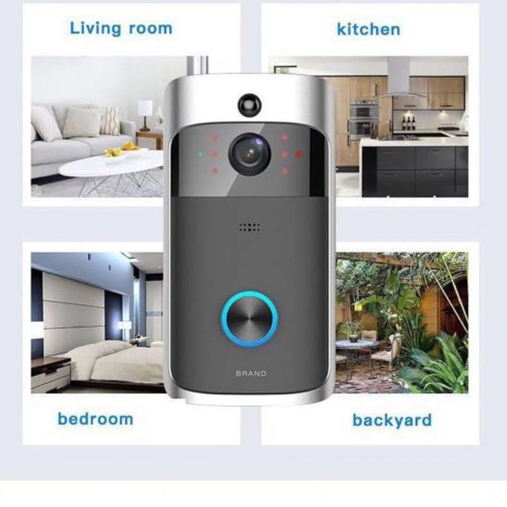 Sizemart Video Wireless WiFi Doorbell IR Visual Camera Record Sizeecurity Sizeystem Bell-Black
