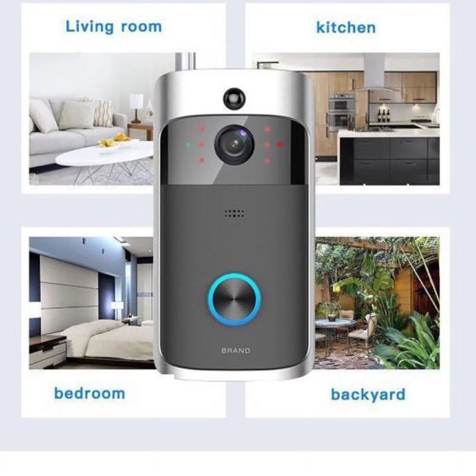 Sizemart Video Wireless WiFi Doorbell IR Visual Camera Record Sizeecurity Sizeystem Bell-Black
