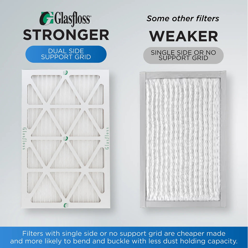 24x24x2 MERV 10 Pleated AC Furnace Air Filters by Glasfloss Industries. ( 8 Pack ) Exact Sizeize: 23-3/8 x 23-3/8 x 1-3/4