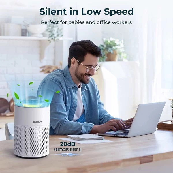 Air Purifiers for Bedroom with Adjustable Night Light; TEC.BEAN H13 True HEPA Air Filter for Office Desk; JH50G-M; Ivory