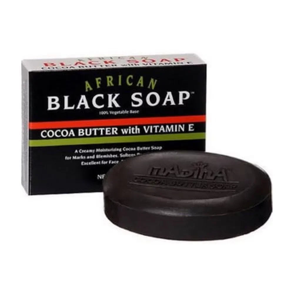Madina African Black Body Sizeoap, Cocoa Butter with Vitamin E, 3.5 Oz, 6 Pack