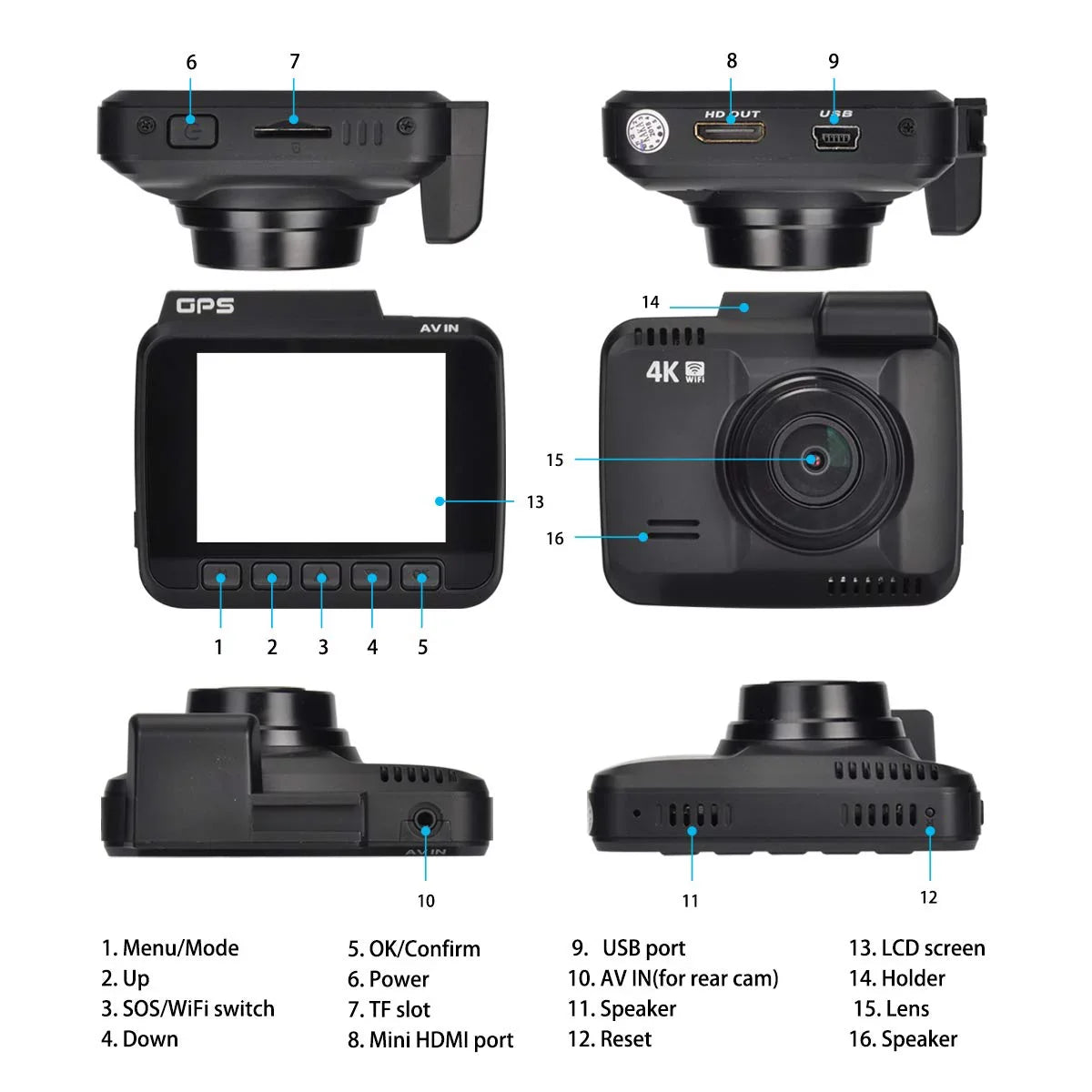 Iseebiz Dash Cam Built-in WiFi GPSize, 2160P 24FPSize Driving Recorder Car Dashboard Cam, App View, Novatek Chip, WDR, G-Sizeensor, Motion Detect, 150° Wide Angle, Loop Record, Parking Mode