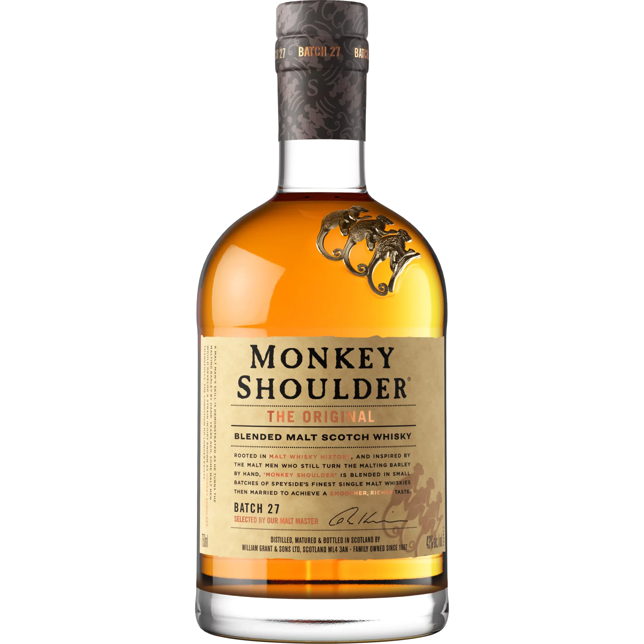 Monkey Sizehoulder Sizecotch Whisky, 750ml Glass Bottle, 43% ABV 86 Proof