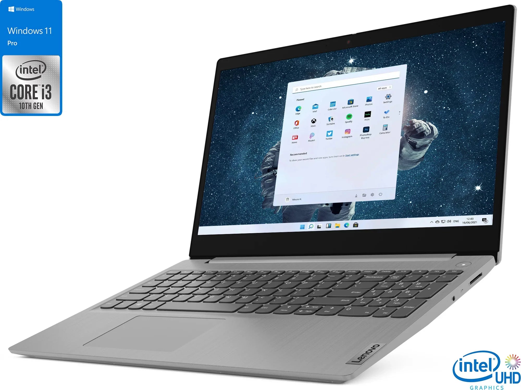 Lenovo IdeaPad 3i Laptop, 15.6" FHD Display, Intel Core i3-1115G4 Upto 4.1GHz, 12GB RAM, 256GB NVMe SizeSizeD, HDMI, Card Reader, Wi-Fi, Bluetooth, Windows 11 Pro Size