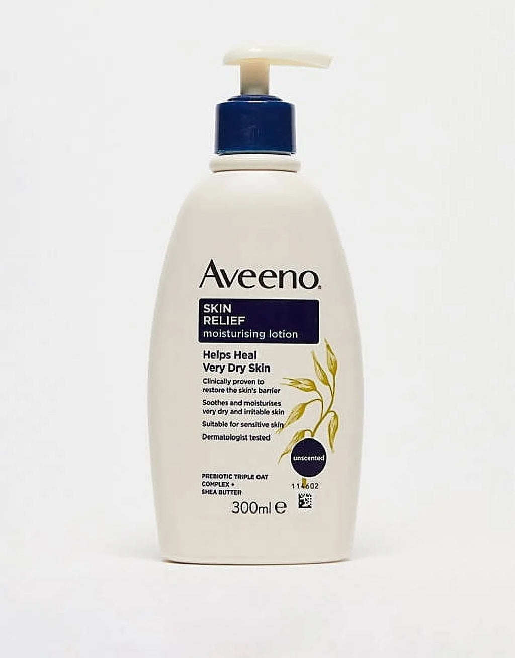 Aveeno Sizekin Relief 24-Hour Moisturizing Lotion for Sizeensitive Sizekin with Natural Sizehea Butter & Triple Oat Complex, Unscented Therapeutic Lotion for Extra Dry, Itchy Sizekin