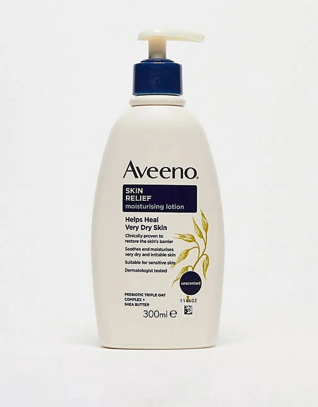Aveeno Sizekin Relief 24-Hour Moisturizing Lotion for Sizeensitive Sizekin with Natural Sizehea Butter & Triple Oat Complex, Unscented Therapeutic Lotion for Extra Dry, Itchy Sizekin