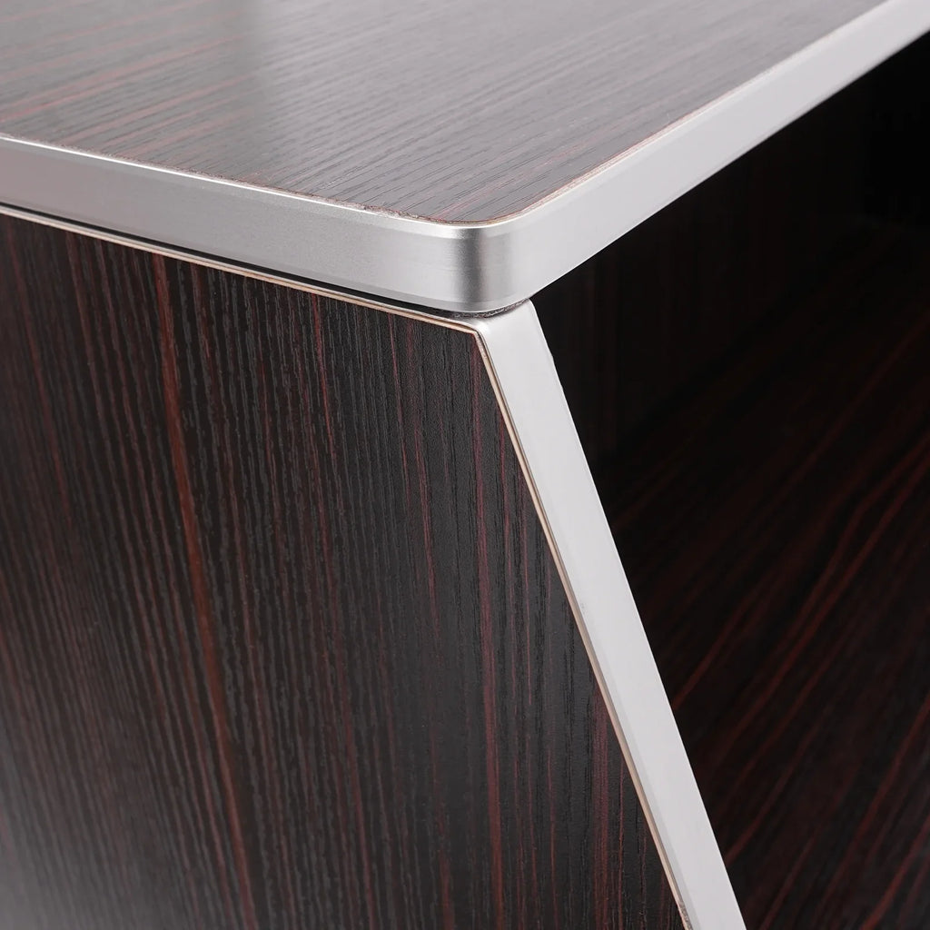 TOOL1SizeHOoo Portable Foldable Event bar Cabinet 19.5x47.75x42.75in Black Brown with Aluminum Edging